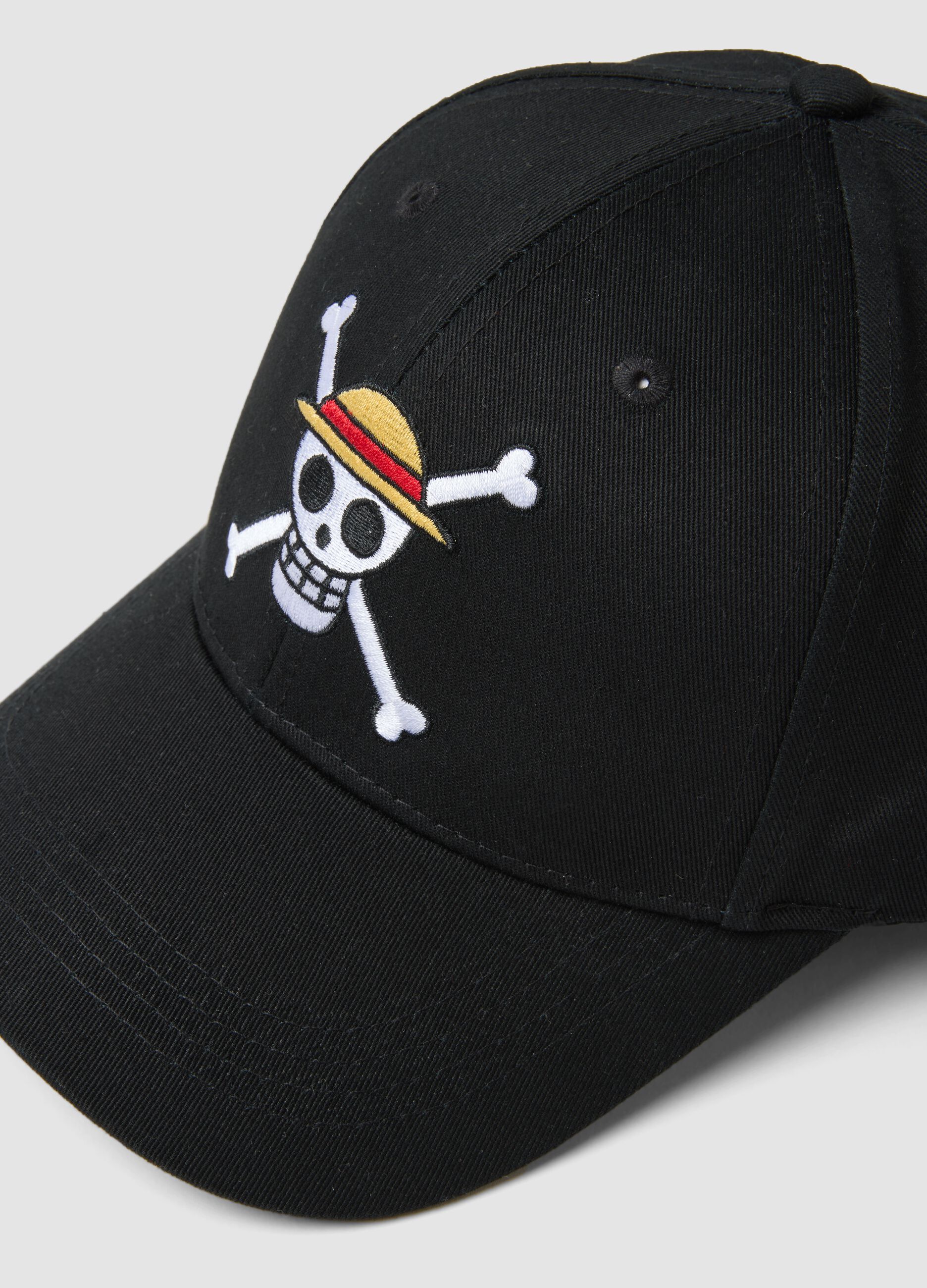 Bon&eacute; de basebol preto de algod&atilde;o puro com bordado One Piece