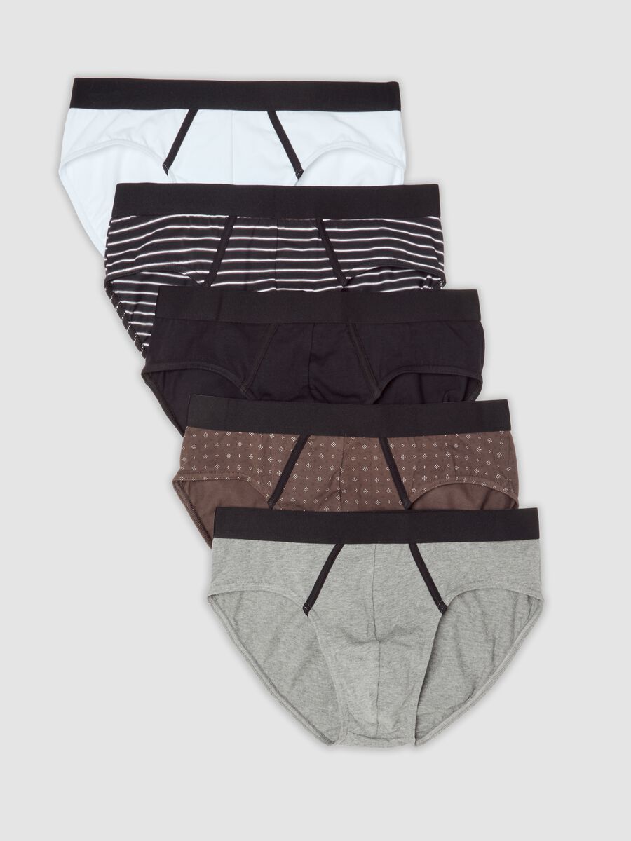 Pack of five multicolour organic stretch-cotton briefs_0
