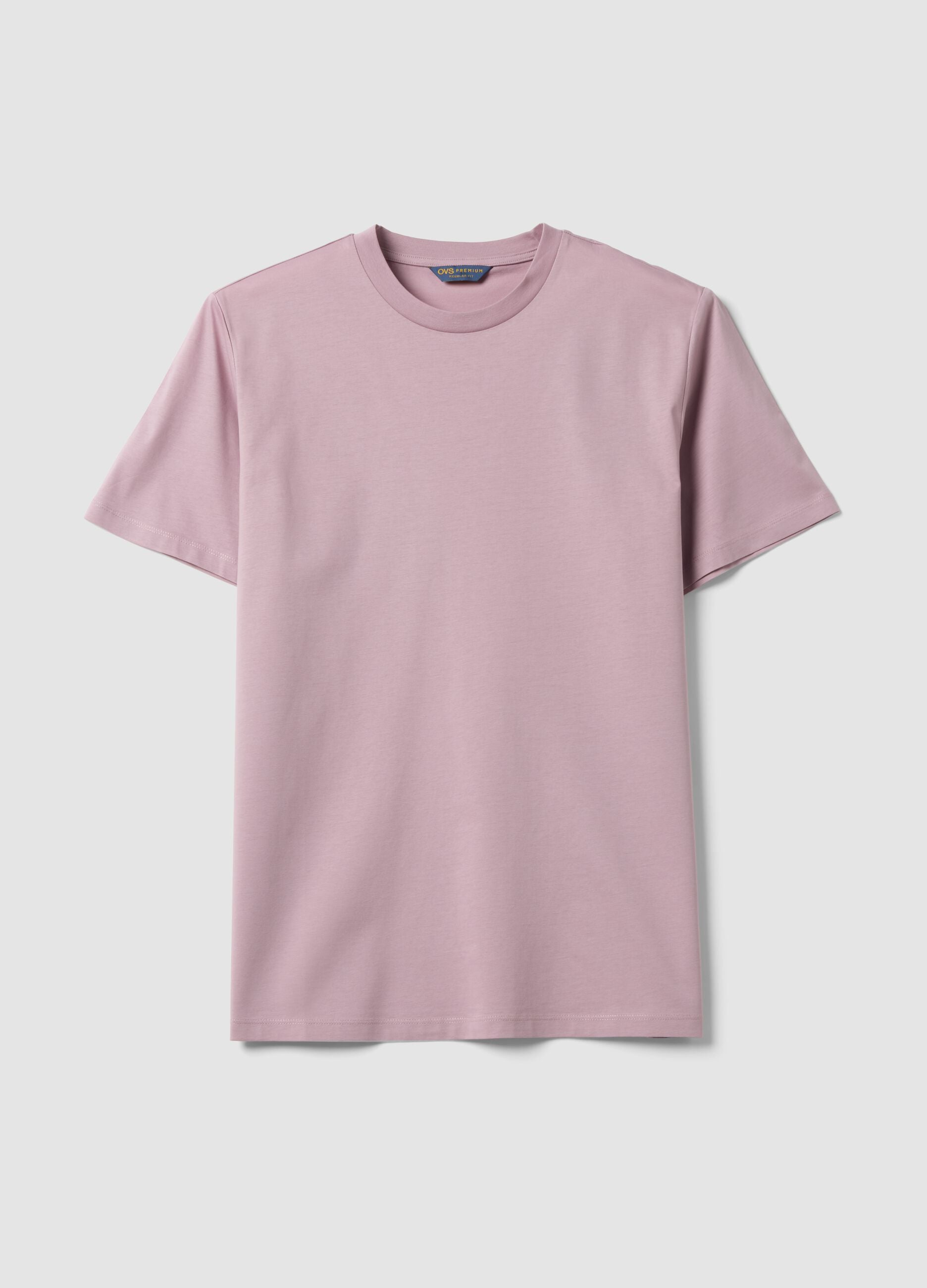 Camiseta morada de puro algod&oacute;n mercerizado de cuello redondo, corte regular