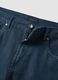 Blue linen-cotton blend five-pocket Bermuda shorts_5