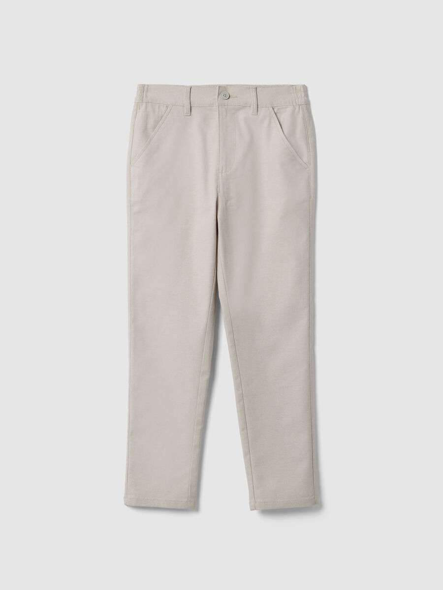 Boys' regular fit beige stretch cotton chinos_0