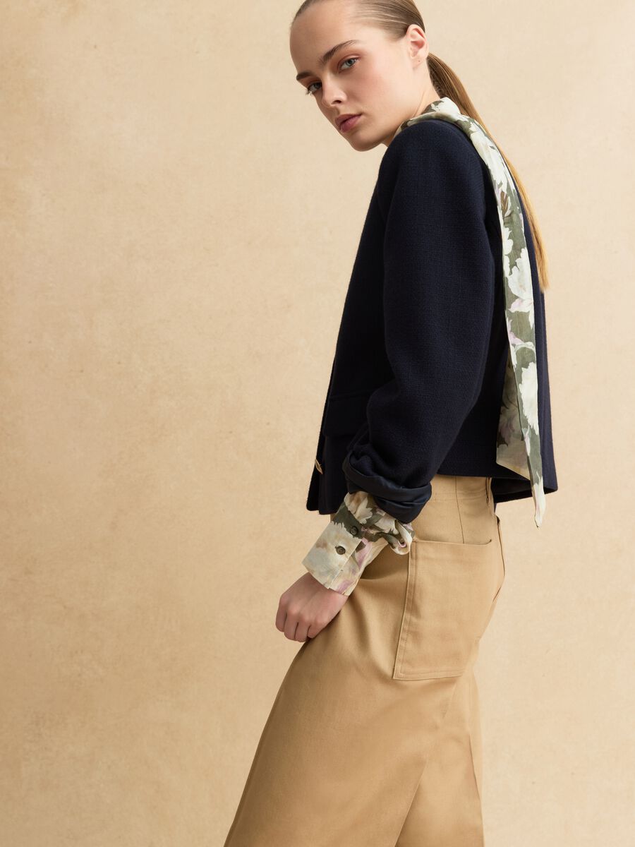 Blue viscose blend blazer in regular fit with gold buttons_1