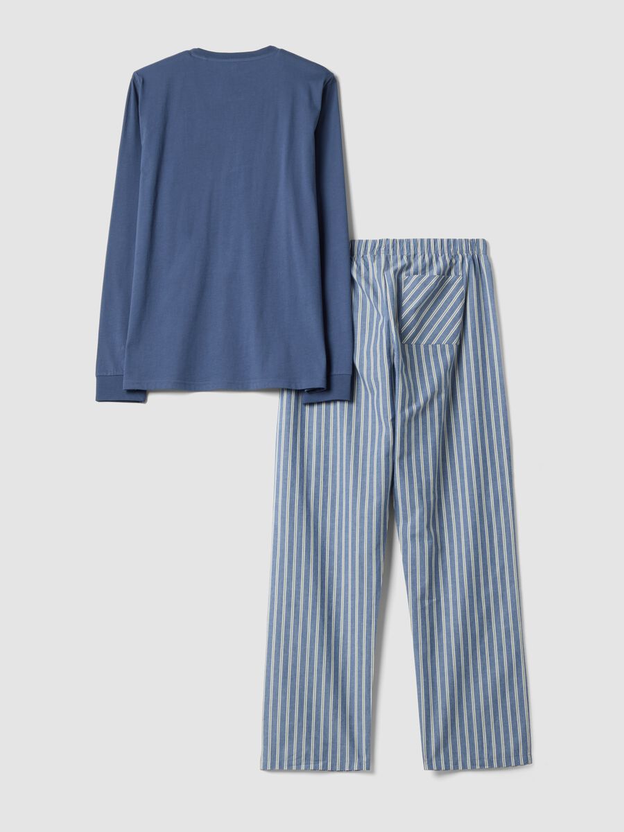 Blauer Pyjama aus reiner Bio-Baumwolle mit Serafino-Kragen, Regular Fit_6