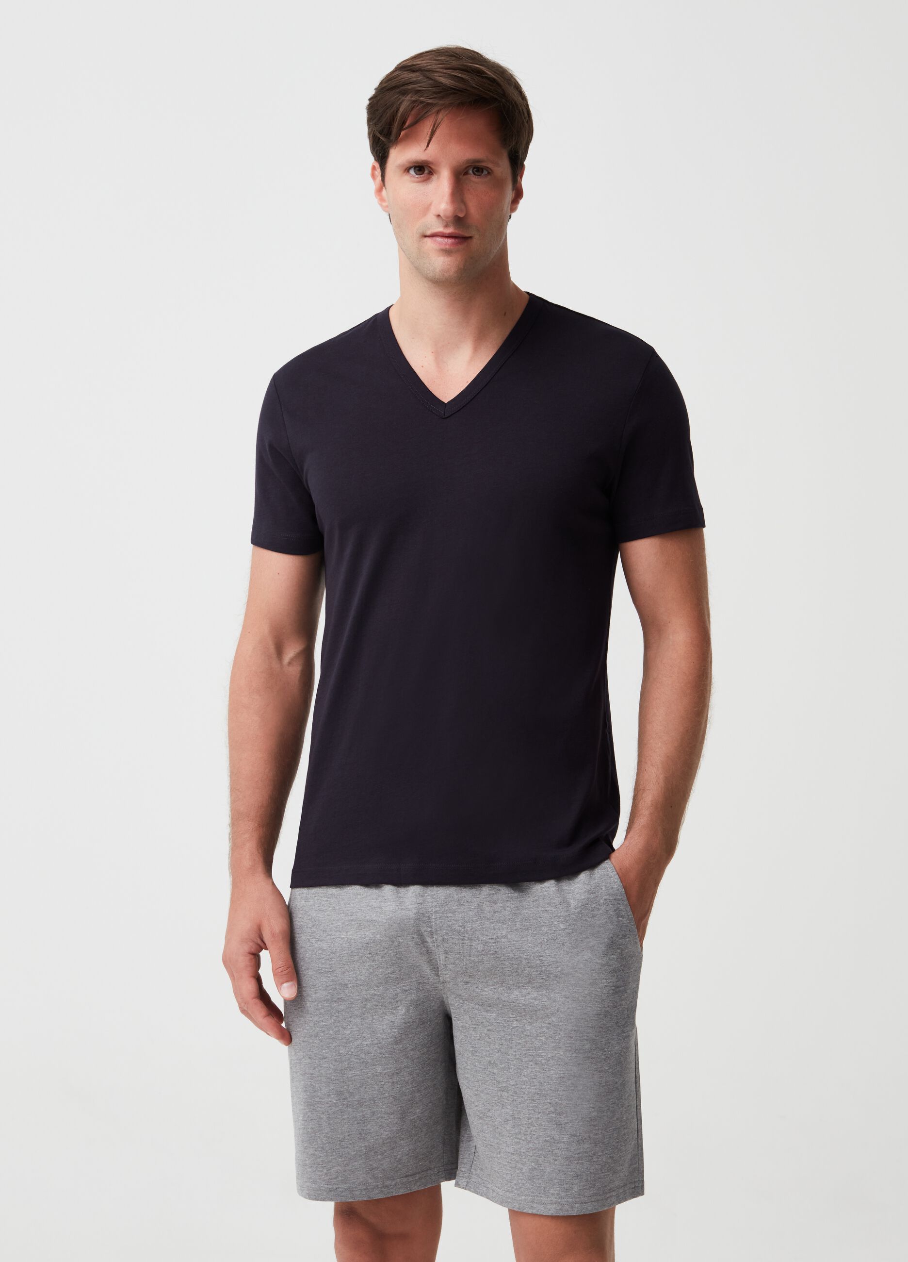 Two-pack jersey undershirts with V neck
