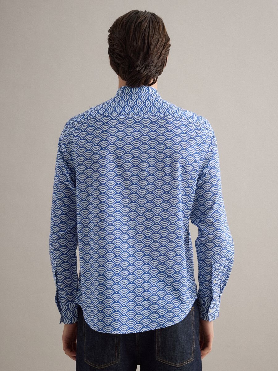 Multicolored shirt with Mandarin collar in pure cotton regular fit_3