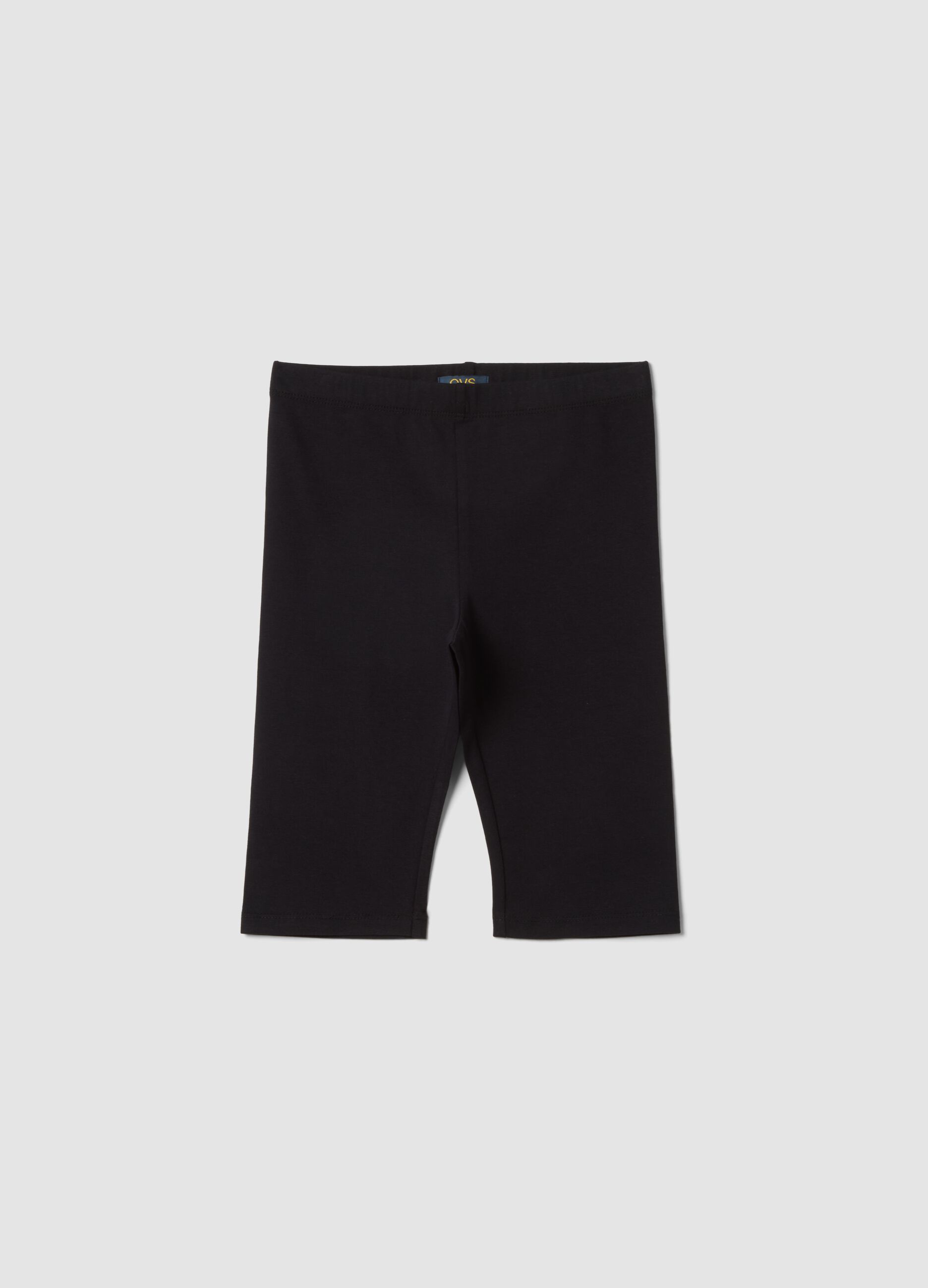 Cal&ccedil;&otilde;es ciclista skinny pretos em algod&atilde;o el&aacute;stico para rapariga