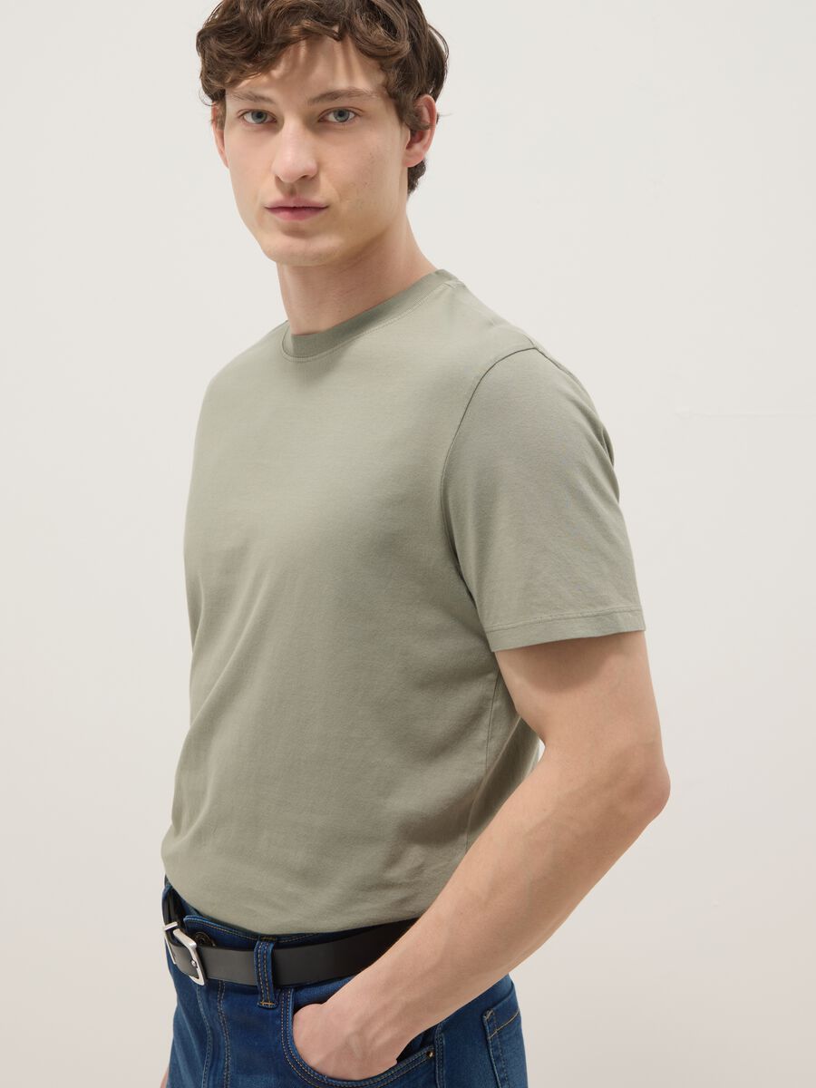 Green pure cotton regular-fit short-sleeve T-shirt_4