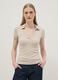 Beige Stretch Cotton Polo Regular Fit Deep V_2
