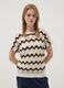 Beiges T-Shirt aus elastischer Baumwolle mit Lochstrickmuster_2