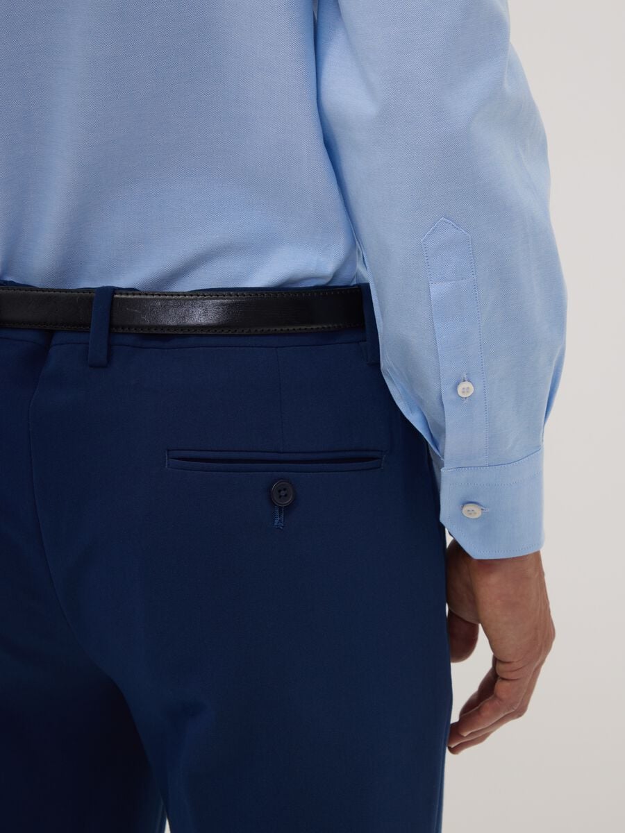 Light blue pure cotton Oxford shirt with cutaway collar, slim fit_2