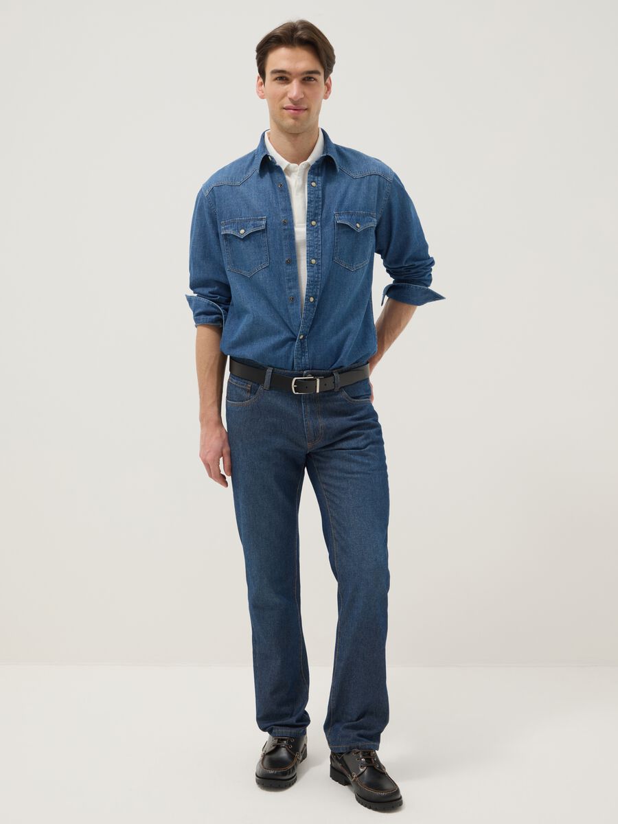Blue Regular Fit Denim Pure Cotton Jeans_0