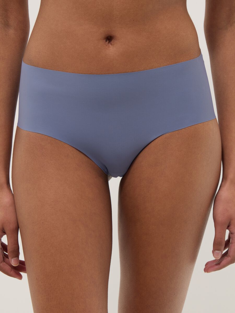 Blue regular fit briefs with lace back_1