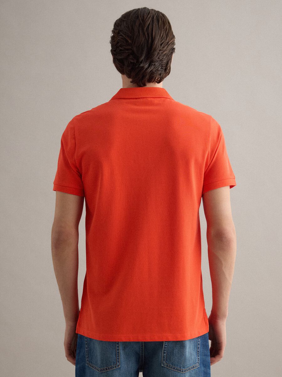 Orange short sleeve pure cotton polo shirt regular fit_3