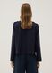 Casaco azul cropped em algod&atilde;o el&aacute;stico com bot&otilde;es decorativos, corte regular_3