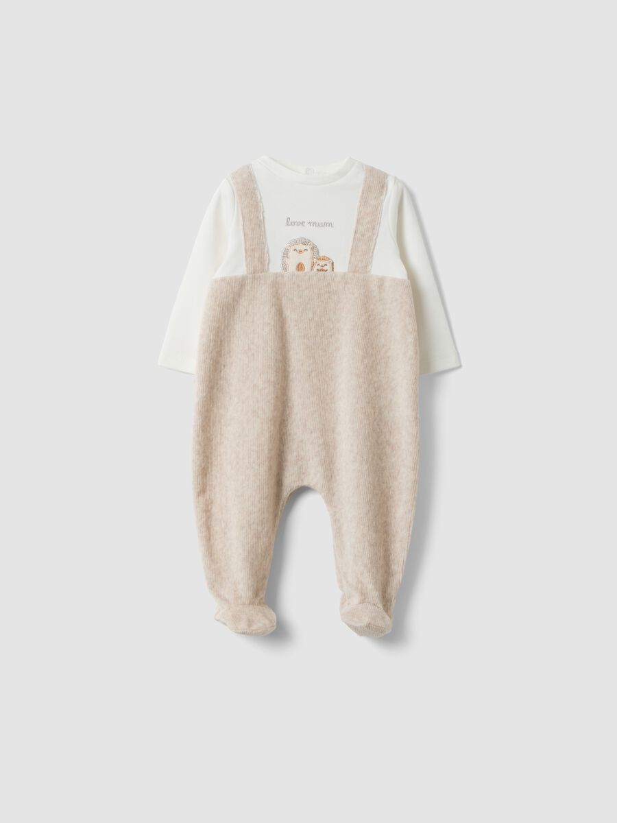Babygrow bege em mistura de algod&atilde;o org&acirc;nico com pezinhos_0