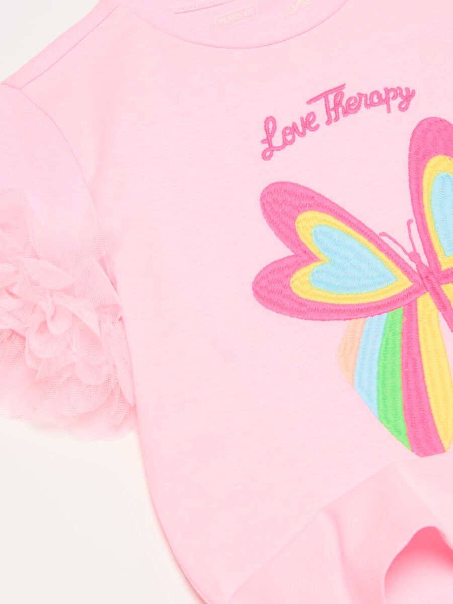 T-shirt with butterfly embroidery and tulle_2