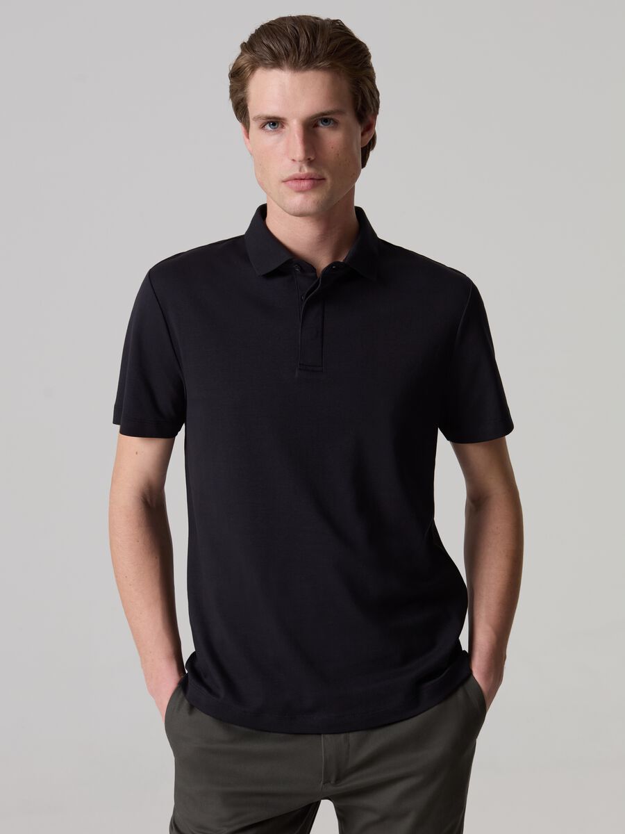 Contemporary polo shirt in mercerised cotton_1