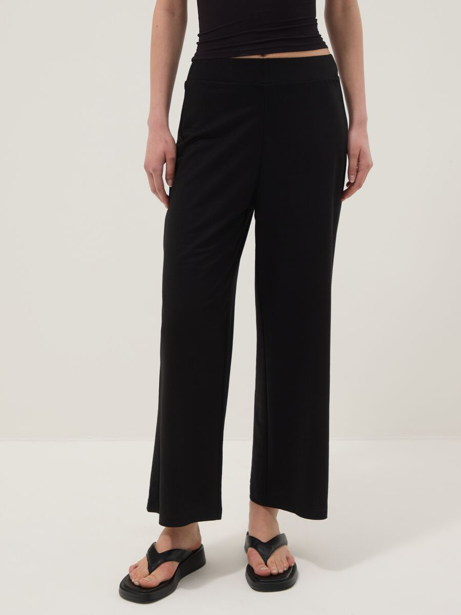 Black viscose-blend culotte trousers_2