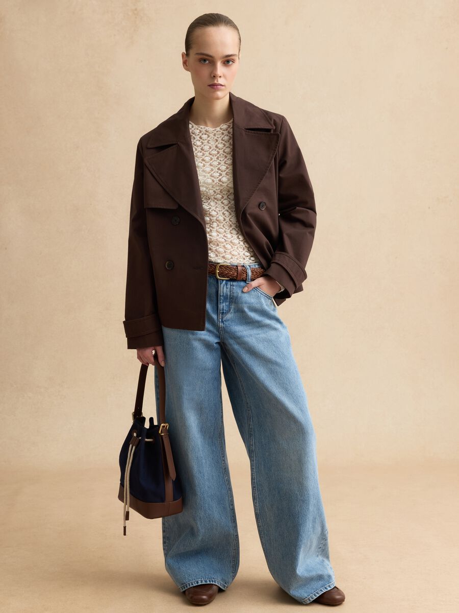 Sky Blue Cotton Wide Leg Jeans_0