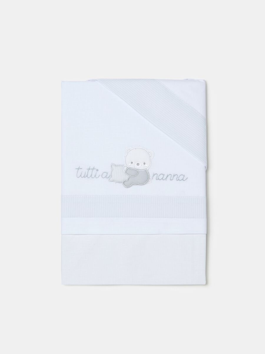 Tris culla in cotone con patch orsetto_0