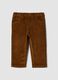 Pantaloni marroni in cotone elasticizzato a coste_0