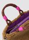 Borsa a mano marrone effetto teddy con tracolla_2