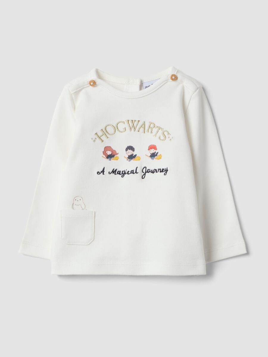 Wei&szlig;es Baby-Shirt aus reiner Bio-Baumwolle mit Harry-Potter-Stickerei_0