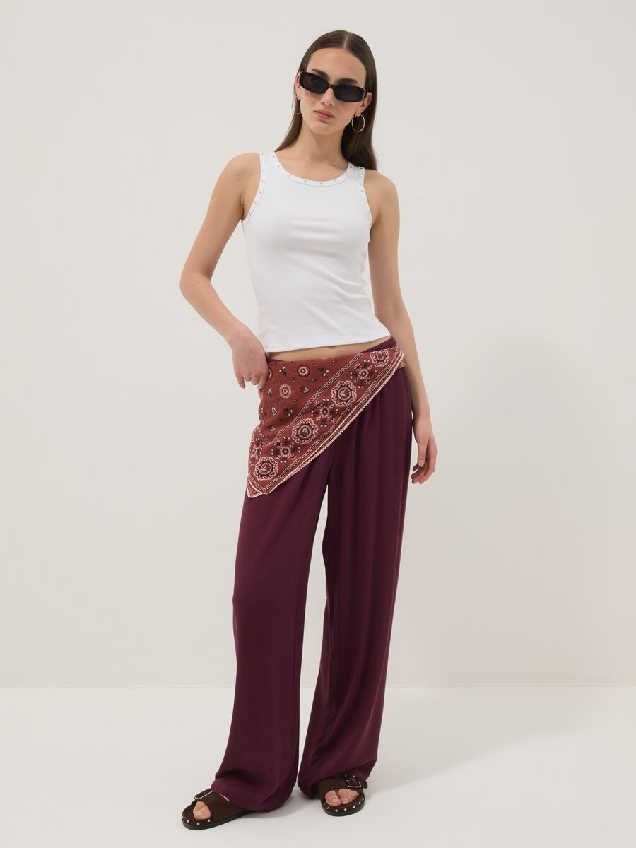 Purple palazzo trousers in pure viscose_0