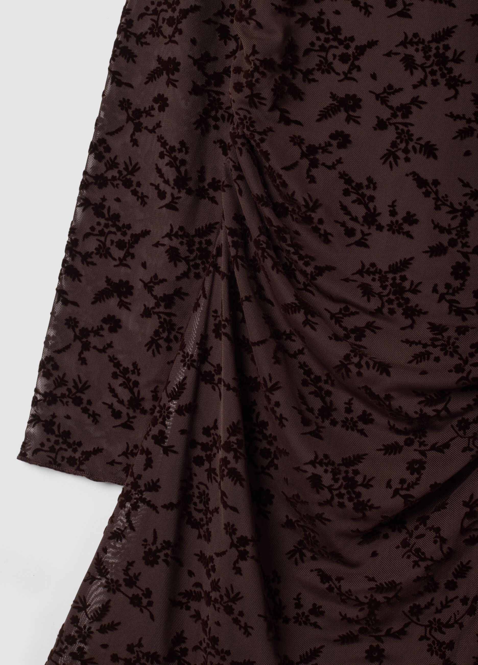 Braunes Stretchkleid mit Stehkragen