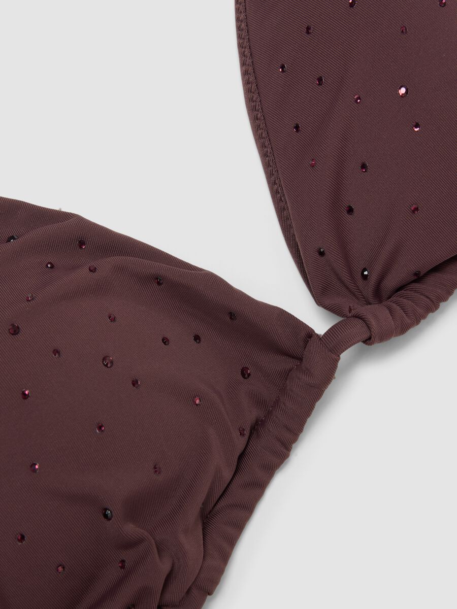 Haut de bikini triangle marron extensible avec d&eacute;tails scintillants_6