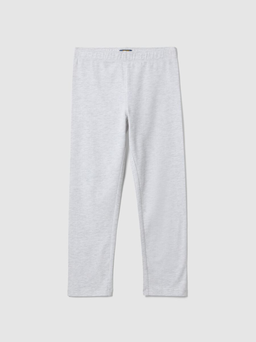 Grey cotton blend skinny leggings for girls_0