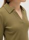 Green long-sleeve polo with V-neck in pure cotton regular fit_3