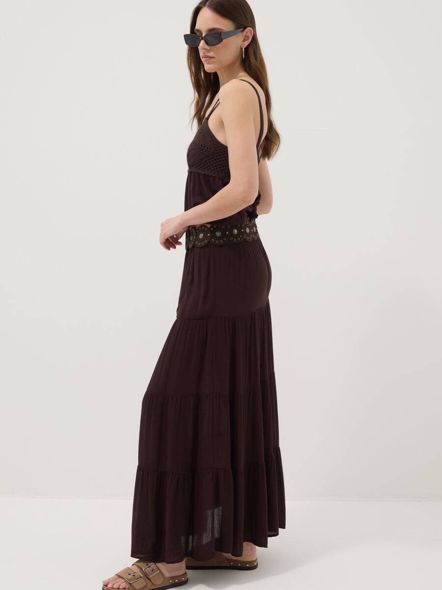 Brown maxi skirt in pure viscose_2