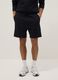 Schwarze Regular-Fit-Shorts aus Baumwollmix mit Kordelzug_1