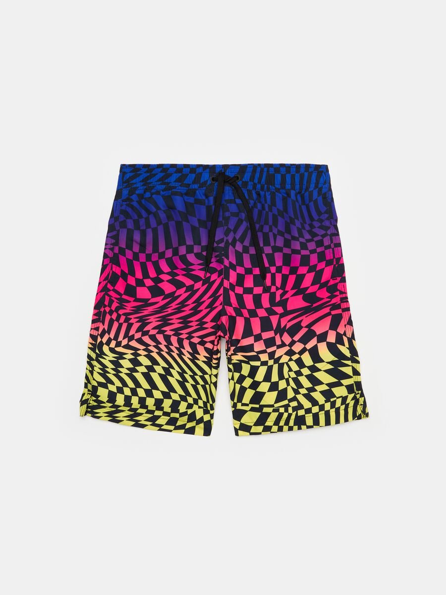 Swimming trunks with check print_0