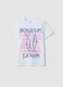 White pure cotton T-shirt with front print, regular fit_0