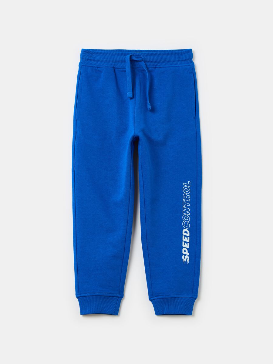 Fleece joggers with drawstring and print_0
