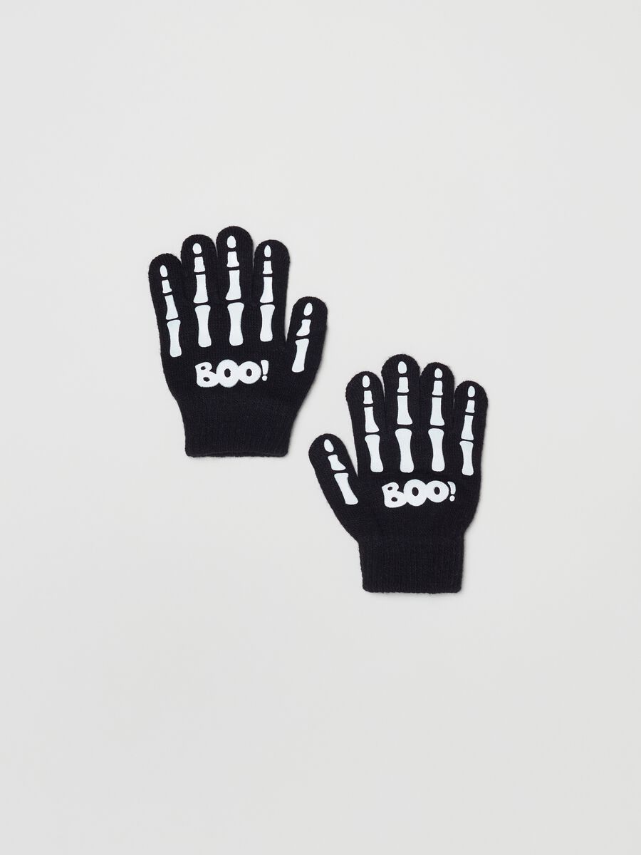 Gloves with skeleton hand print_1