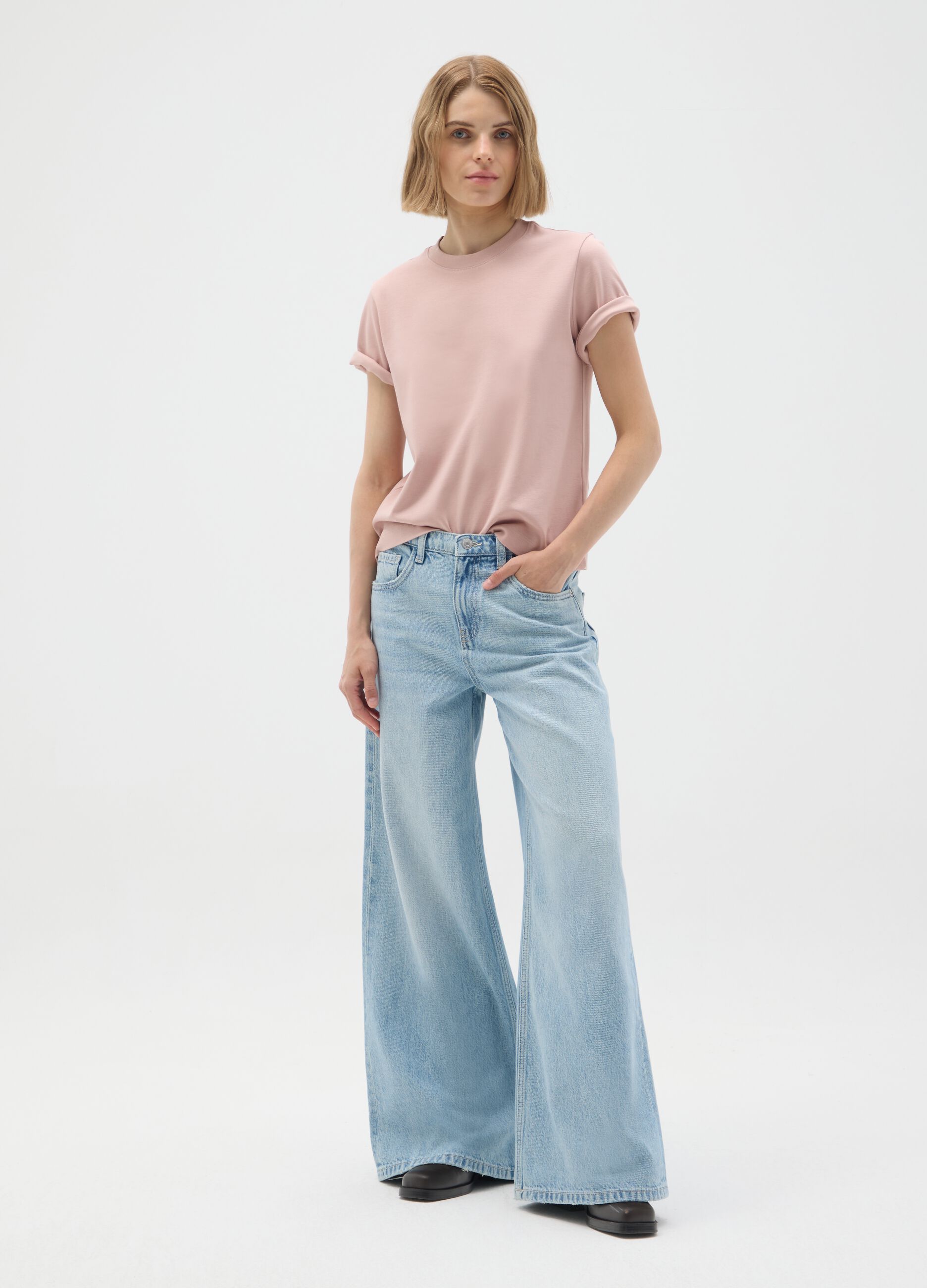 Pink pure cotton regular fit T-shirt