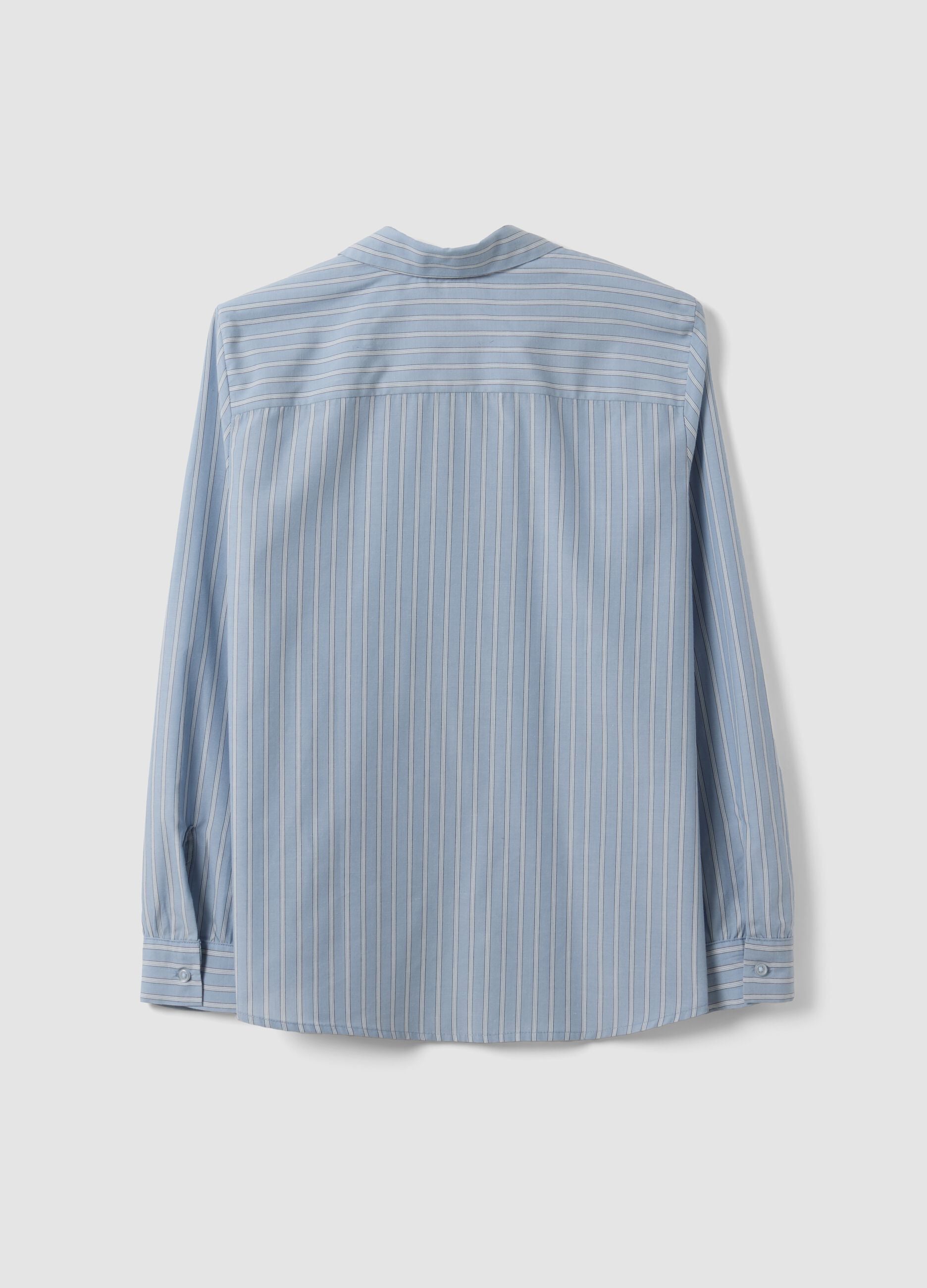 Blue striped long-sleeve slim-fit shirt