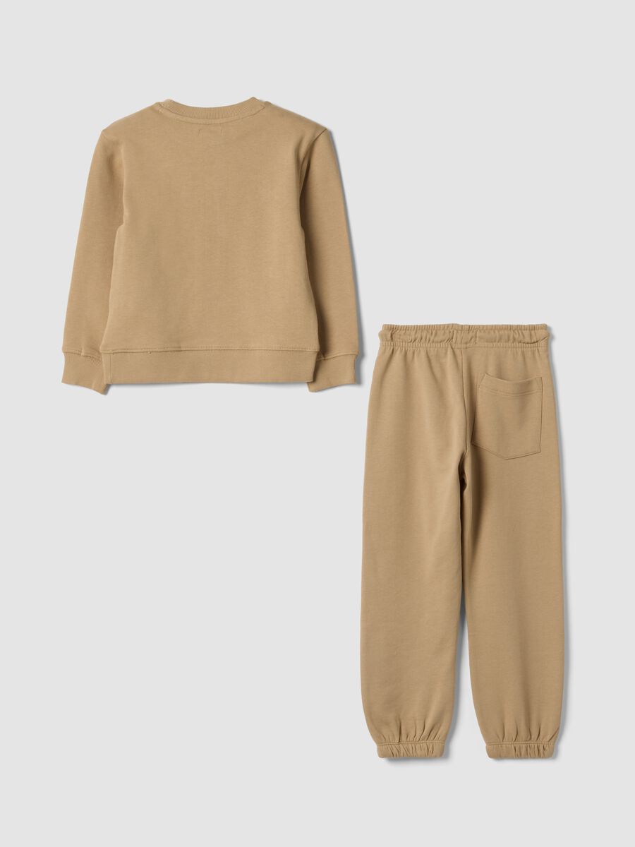 Beige pure cotton tracksuit with crew-neck sweatshirt_1