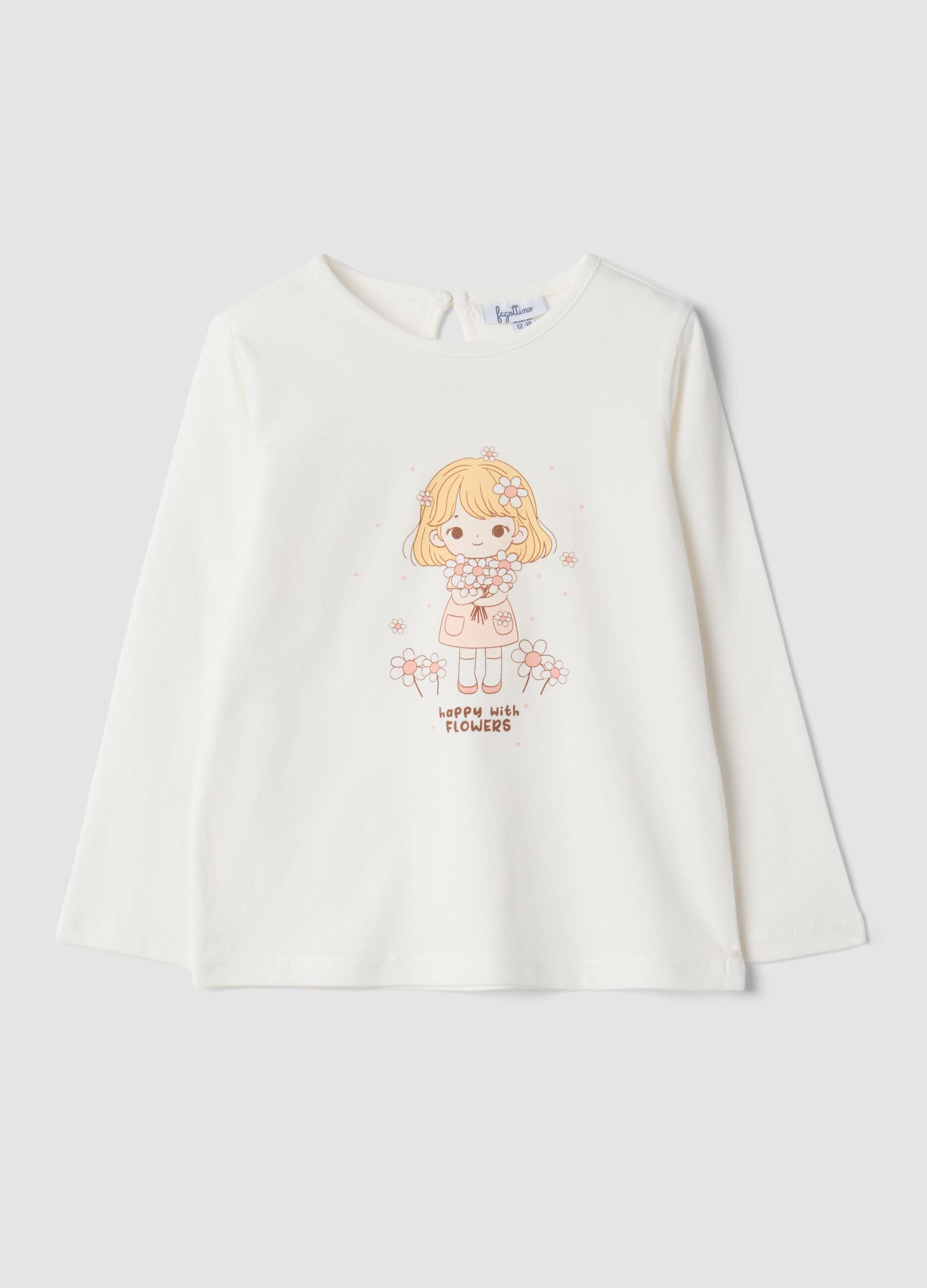 Maglietta bianca in puro cotone organico con stampa