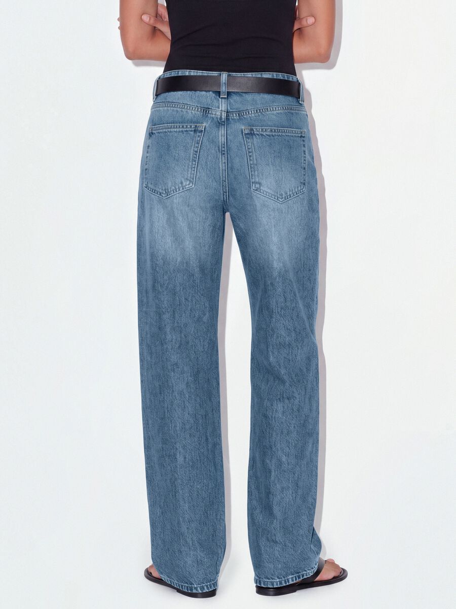 Light Blue Denim Wide-Leg Jeans in 100% Cotton_2