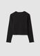 Girls&rsquo; black organic cotton crop T-shirt with ribbed neck_5