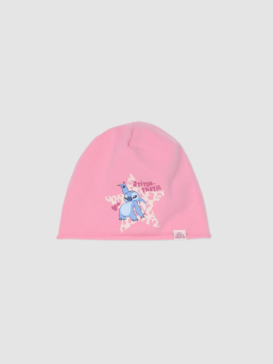 Ružičasta dječja kapa od elastičnog pamučnog jerseyja s Lilo & Stitch printom_0