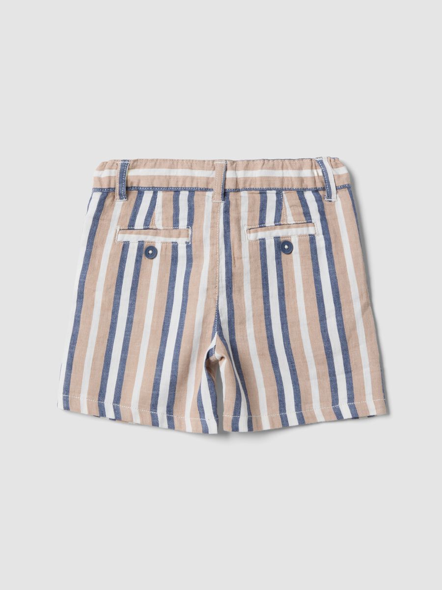 Multicolour stripe cotton blend boys' shorts, regular fit_1