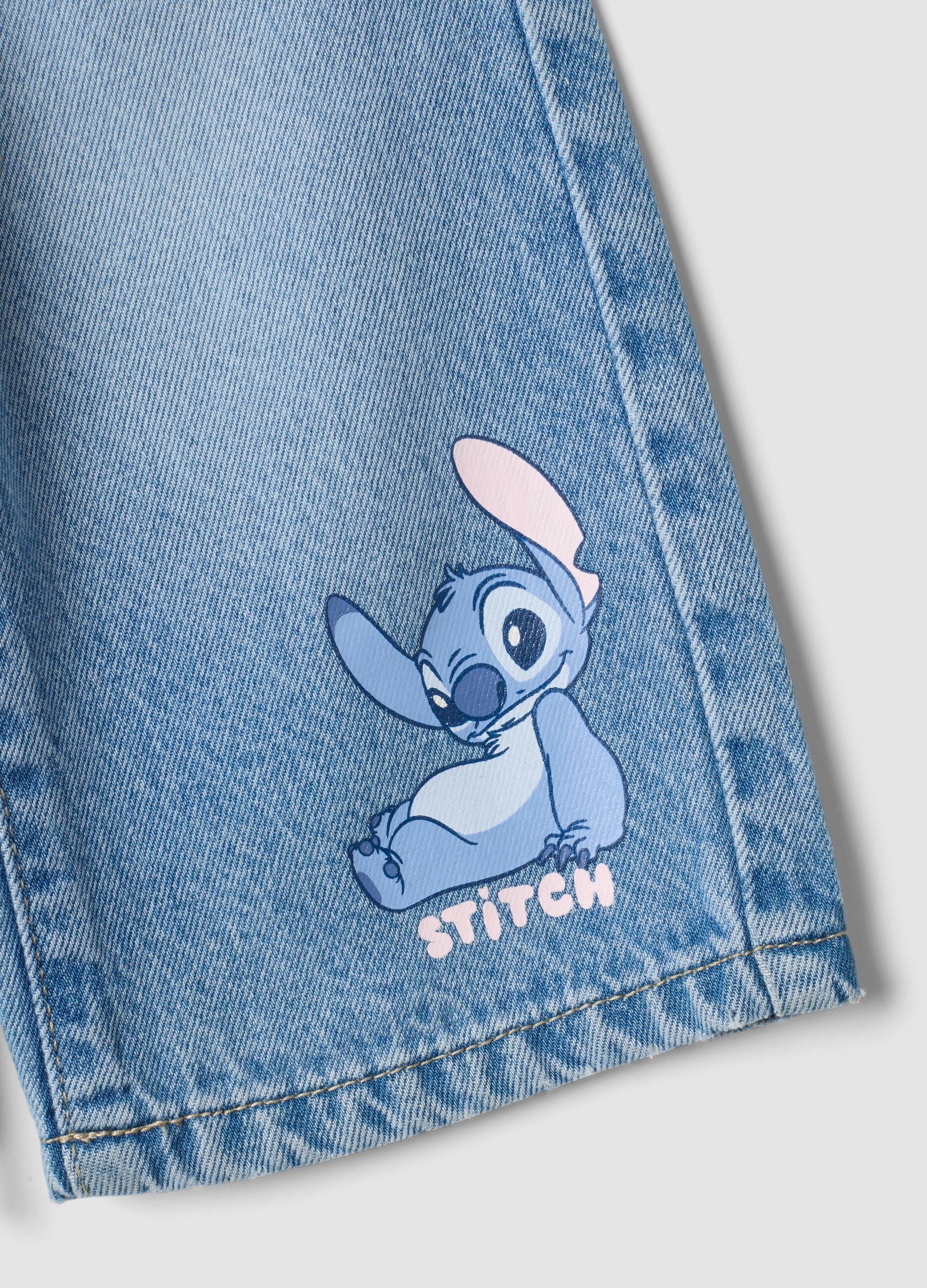 Hellblaue Jeans aus Baumwoll- und Lyocellmix mit Lilo & Stitch Print f&uuml;r Baby-M&auml;dchen