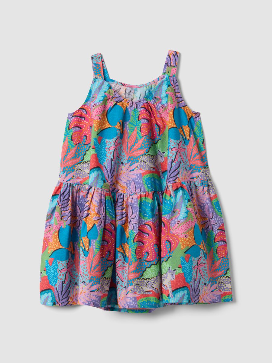 Multicolour pure cotton dress with wide straps_1