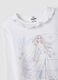 White stretch cotton T-shirt with ruffle neck and Frozen print for girls_2