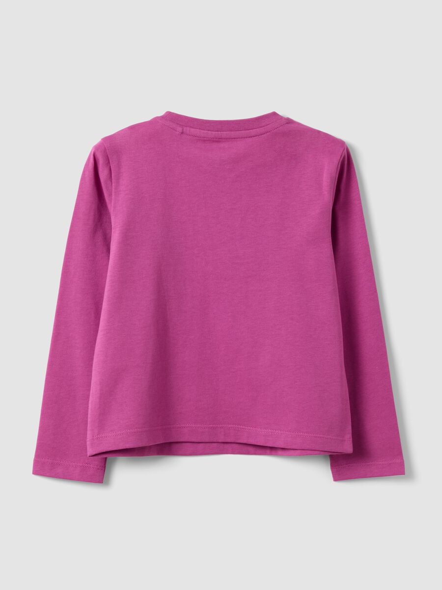 Purple pure organic cotton T-shirt with heart and wings print for girls_1